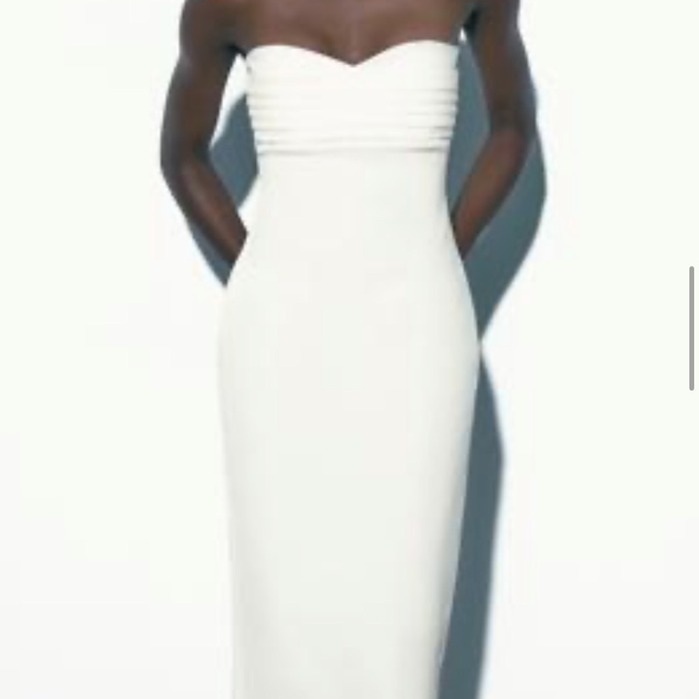 Zara Elegant White Strapless Dress